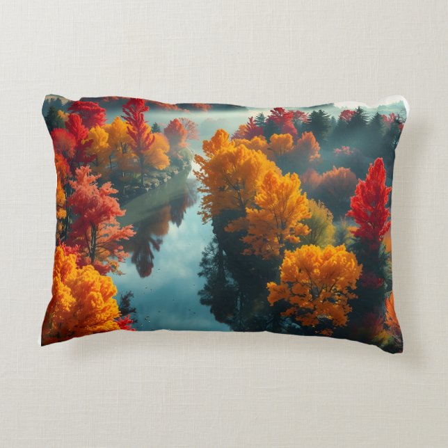 Cojín Decorativo Serene River Shore Reflection Nature Art (Reverso)