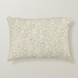 Cojín Decorativo Serene Sage Green Rosas Vintage Blossom