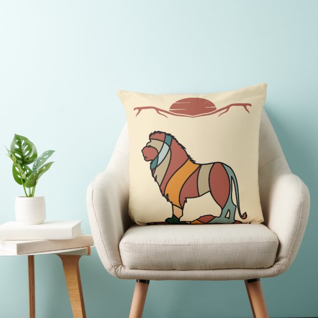 Cojín Decorativo Serene Savanna Kind Lion Abstract Modern Earthy  (Silla)