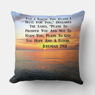COJÍN DECORATIVO SERENE SUNRISE JEREMIAH 29:11 BIBLIA VERSE