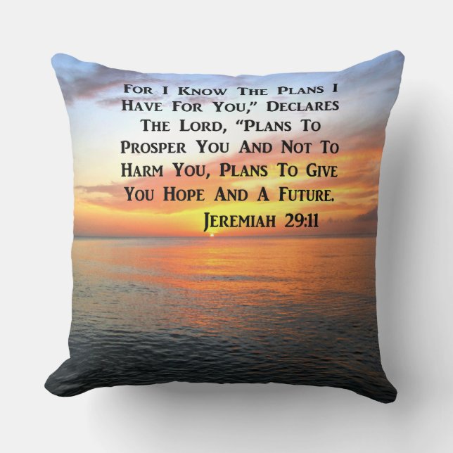 COJÍN DECORATIVO SERENE SUNRISE JEREMIAH 29:11 BIBLIA VERSE (Anverso)