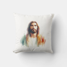 Cojín Decorativo Serene Watercolor Jesus Christ Portrait – Spiritua