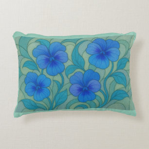 Cojín Decorativo Serenidad Azul - Elegante Patrón Floral Pansy