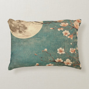 Cojín Decorativo Serenidad con flores de cerezo iluminadas por luna