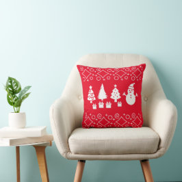 Cojín Decorativo Serenidad de las Nieves: Árboles de Navidad y dise