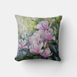 Cojín Decorativo Serenidad de Magnolia - Arte floral de Lukian
