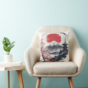 Cojín Decorativo Serenidad del atardecer en el Monte Fuji – Arte de