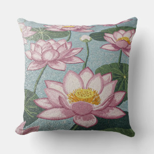 Cojín Decorativo Serenidad del Lotus Pond: Arte Mosaico