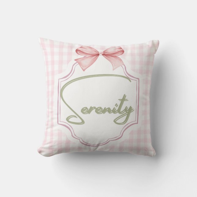 Cojín Decorativo Serenidad Personalizada Bebé Niña Nursera Bow (Anverso)