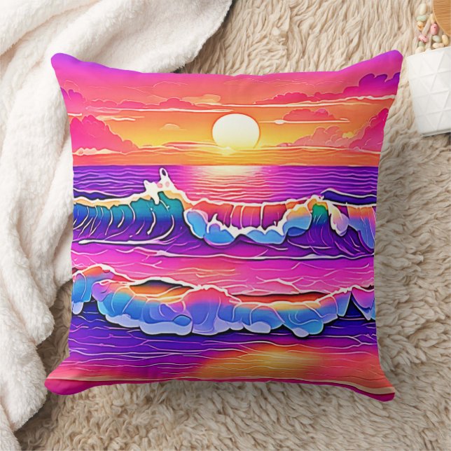 Cojín Decorativo Serenidad Retro Wave Sunset (Manta)
