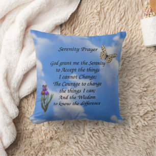 Cojín Decorativo Serenity Prayer Butterfly Flower Inspirador 