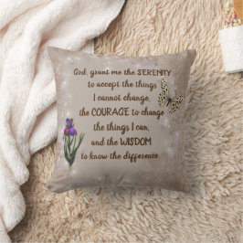 Cojín Decorativo Serenity Prayer Flower Butfly Inspirador