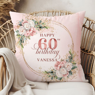 Cojín Decorativo Sereno Dusty Pink Eucalipto Boho 60 cumpleaños