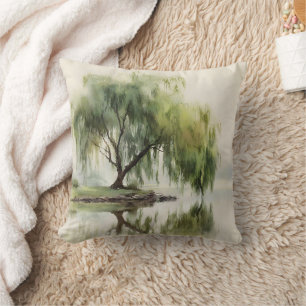 Cojín Decorativo Sereno reflejo del sauce en la naturaleza Arte (12