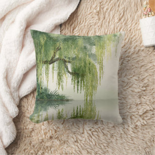Cojín Decorativo Sereno reflejo del sauce en la naturaleza Arte (14