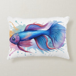 Cojín Decorativo Serie de Acuarela: Pez Betta