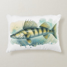 Cojín Decorativo Serie de Acuarela: Zander/Lubina