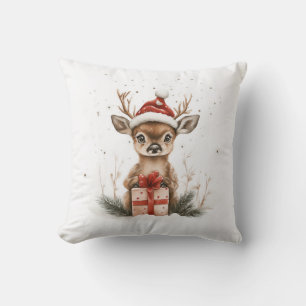 Cojín Decorativo Serie de Navidad Ciervo bebé con sombrero de Santa
