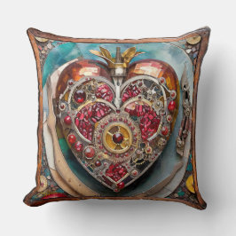 Cojín Decorativo Serie Steampunk Corazón de Granada Rubí