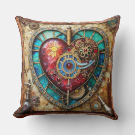 Cojín Decorativo Serie Steampunk de Glass Staint Sunflower Heart