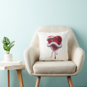 Cojín Decorativo Serpiente Blanca y Corazón Sangrante