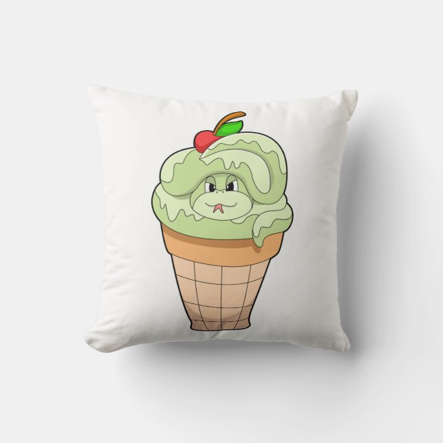 Cojín Decorativo Serpiente con helado y cereza (Anverso)