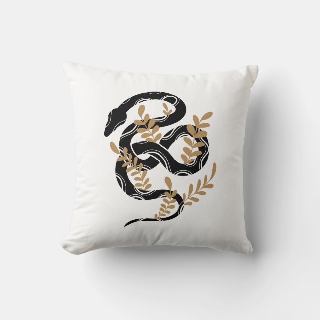 Cojín Decorativo Serpiente con plantas (Anverso)