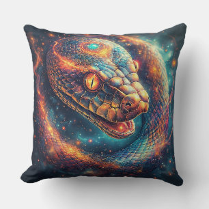 Cojín Decorativo Serpiente Cósmica con Escamas Brillantes
