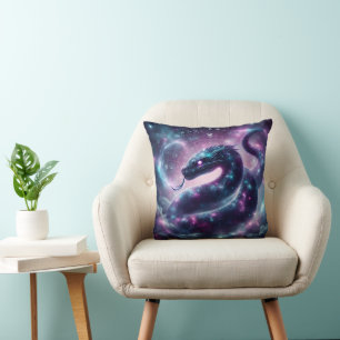 Cojín Decorativo Serpiente Cósmica Zodiaco Galaxia Astrología
