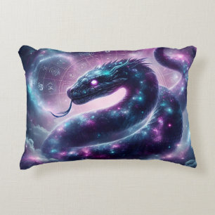 Cojín Decorativo Serpiente Cósmica Zodiaco Galaxia Astrología
