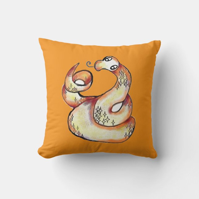 Cojín Decorativo serpiente en naranja (Anverso)
