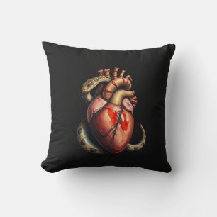 Cojín Decorativo Serpiente envuelta alrededor de un corazón anatómi