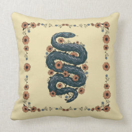 Cojín Decorativo Serpiente floral (azul)