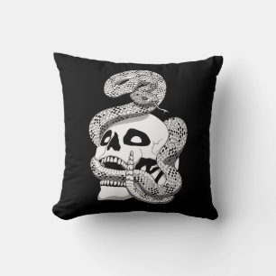 Cojín Decorativo Serpiente gótica negra y blanca y arte oscuro crán