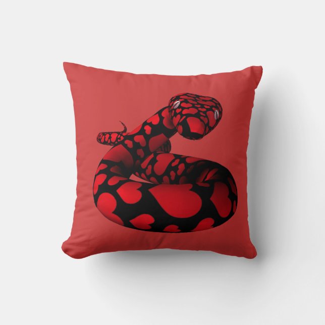Cojín Decorativo Serpiente Roja Con Corazón (Anverso)