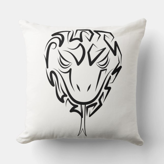 Cojín Decorativo Serpiente Tribal Negra y Blanca (Anverso)