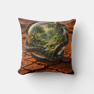 Cojín Decorativo Serpiente y el Orbe de Edén Paisaje Onírico Surrea