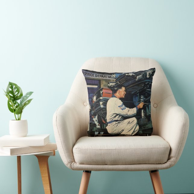Cojín Decorativo Servicio de reparación de coches de época Mecánica (Silla)