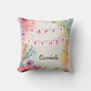 Cojín Decorativo Servilletas personalizadas de Feliz Cumpleaños