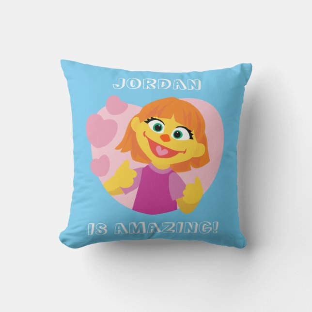 Cojín Decorativo Sesame Street | Corazón Rosa Julia (Anverso)