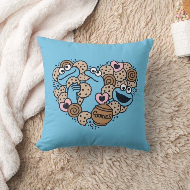 Cojín Decorativo Sésamo | Cookie Monster Doodle Heart (Manta)