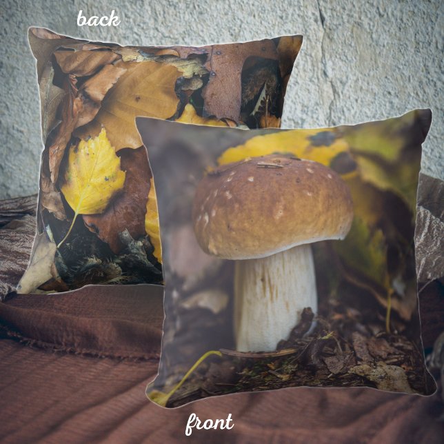 Cojín Decorativo Seta boletina con hojas amarillas (Subido por el creador)