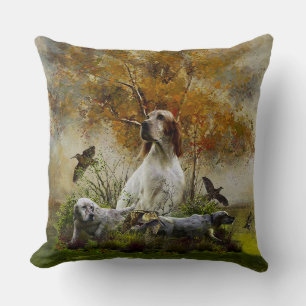Cojín Decorativo Setter inglés con faisanes, arte