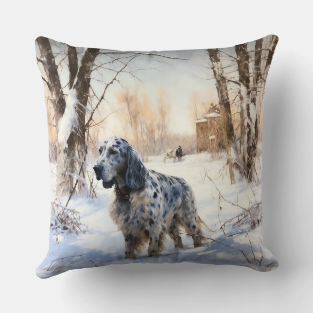 Cojín Decorativo Setter Inglés Deja que nieve Navidad (Reverso )