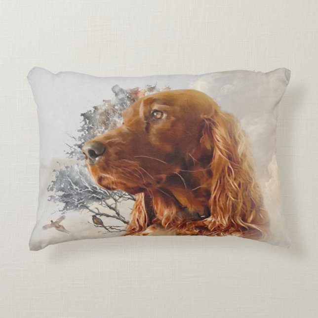 Cojín Decorativo Setter irlandés con faisán (Anverso)