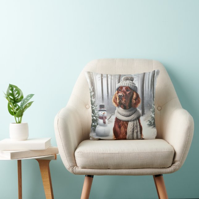 Cojín Decorativo Setter irlandés con Snowman (Silla)
