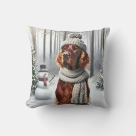 Cojín Decorativo Setter irlandés con Snowman
