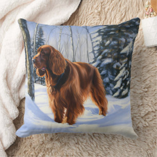 Cojín Decorativo Setter Irlandés Deja que nieve Navidad