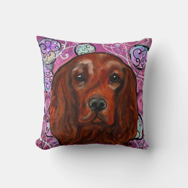 Cojín Decorativo Setter rojo irlandés   (Anverso)