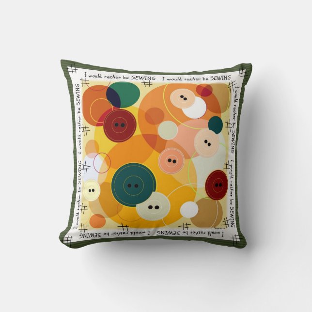 Cojín Decorativo Sew Button Pillow (borde verde) (Anverso)